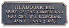 Rosecran's Headquarters Monument Plaque