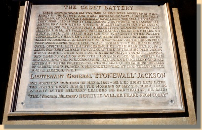 Plaque at Jackon's Statue at V.M.I.