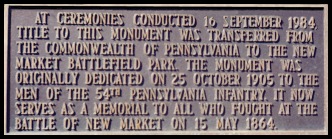 54th Penna. Plaque.