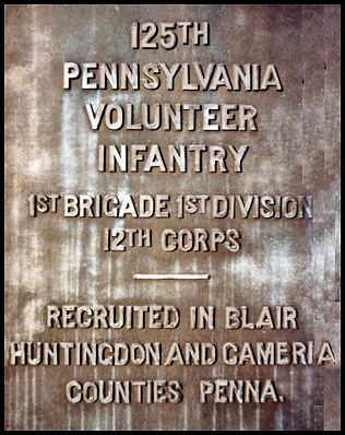 Pennsylvania 125th Monument Plaque