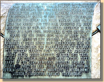 First Ohio Artillery Monument Plaque