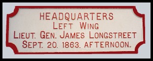Lt. Gen. James Longstreet's Headquarters 
   Plaque