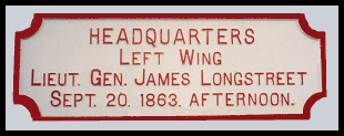 Lt. Gen. James Longstreet's Headquarters Plaque