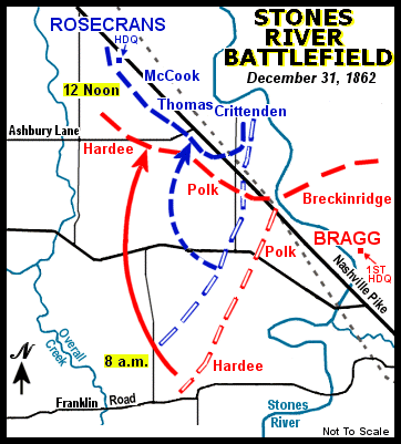 Stones River Battle Map - 12-31-1862